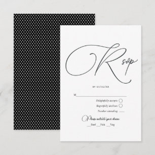 Elegant Black and White Wedding RSVP Card