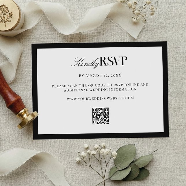 Elegant Black and White Wedding RSVP Card (Creator Uploaded)