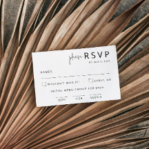 Elegant Black and White Wedding RSVP Card