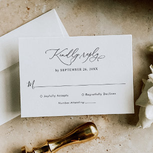 Elegant Black and White Wedding Rsvp Card