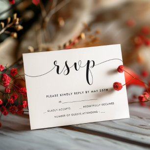 Elegant black and white wedding RSVP card