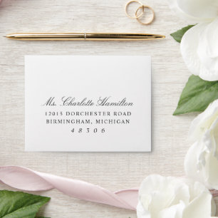 Elegant Black and White Wedding RSVP Envelope