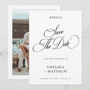 Elegant Black and White Wedding Save The Date
