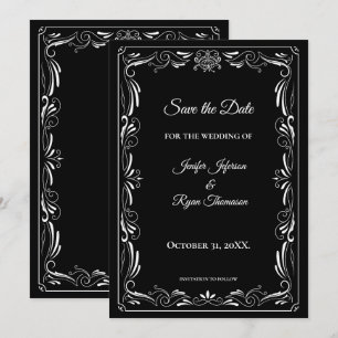 Elegant black and white wedding save the date announcement