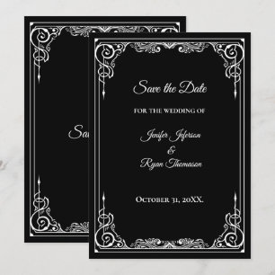 Elegant black and white wedding save the date announcement