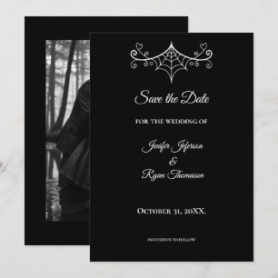 Elegant black and white wedding save the date announcement
