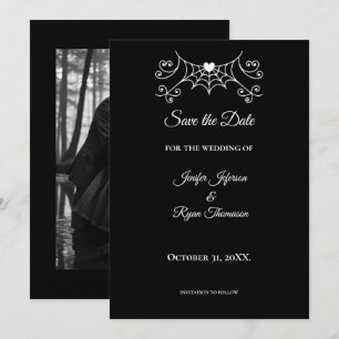 Elegant black and white wedding save the date announcement