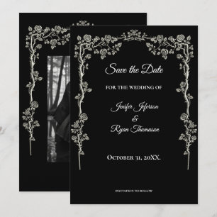 Elegant black and white wedding save the date announcement