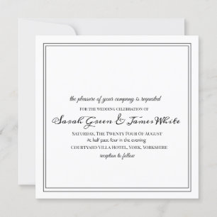 Elegant Black and White Wedding Square Invitation