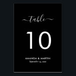 Elegant Black and White Wedding Table Number<br><div class="desc">Custom black and white wedding table number card featuring a modern script font. Matching items available.</div>