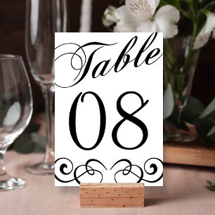 Elegant Black And White Wedding Table Number