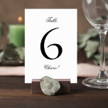 Elegant Black and White Wedding Table Number Sign<br><div class="desc">Complete your reception tablescape with this elegant black and white wedding table number sign. Designed with a refined serif number, graceful script accents, and a clean minimalist layout, this timeless piece adds effortless sophistication to your celebration. The bold, oversized table number creates clear visibility for guests, while the delicate script...</div>