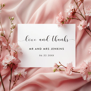 Elegant black and white wedding thank you card