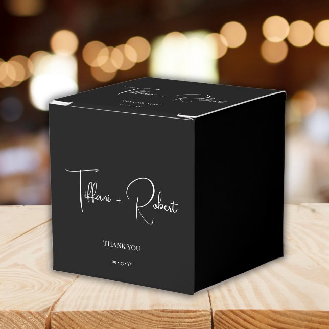 Elegant Black and White Wedding Thank You Favour Box (Creator Uploaded)
