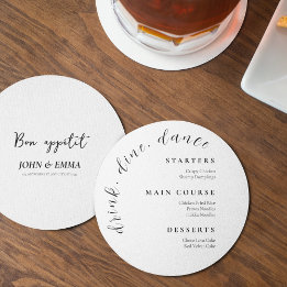Elegant Black and White Wedding Theme Menu