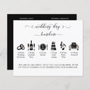 Elegant Black and White Wedding Timeline, Program
