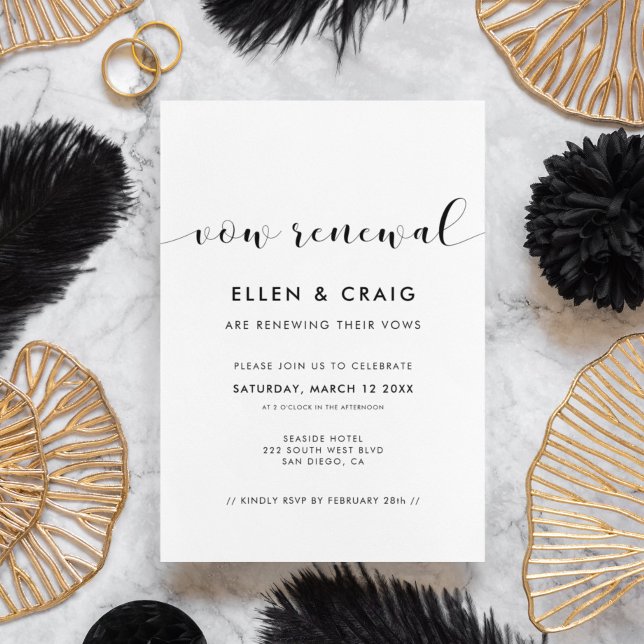 Elegant black and white Wedding Vow renewal Invitation (Creator Uploaded)