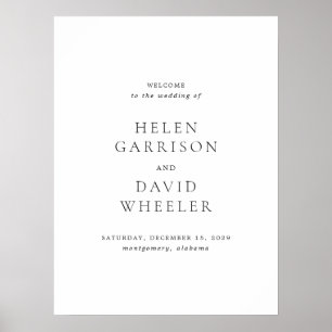 Elegant Black and White Wedding Welcome Sign