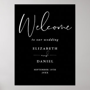 Elegant Black And White Wedding Welcome Sign