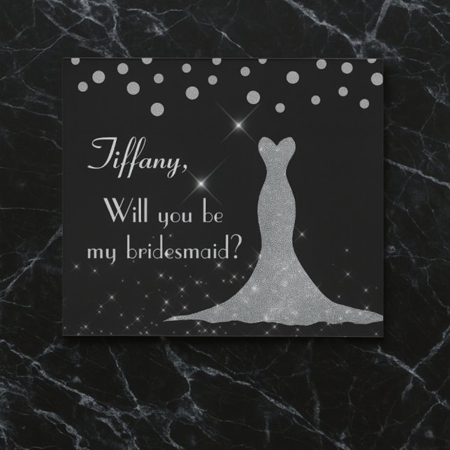 Elegant Black and White Will you be my bridesmaid? Invitation (Creator Uploaded)