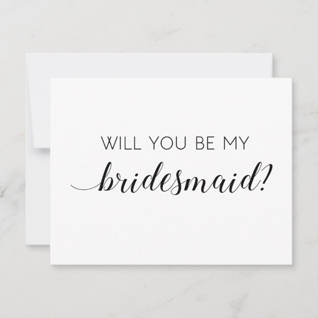 Elegant Black and White Will You Be My Bridesmaid Invitation (Front)