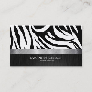 Elegant Black and White Zebra Business Card