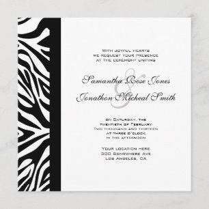 Elegant Black and White Zebra Custom Wedding Invitation