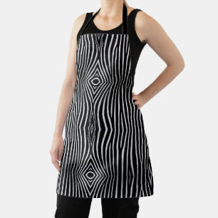 Elegant black and white zebra pattern bandanna apron