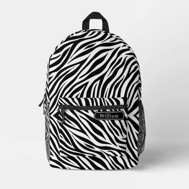 Elegant Black and White Zebra Stripes Print Cool Printed Backpack (Front)
