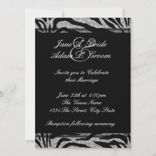 Elegant Black and White Zebra Wedding Invitation