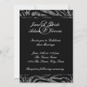Elegant Black and White Zebra Wedding Invitation