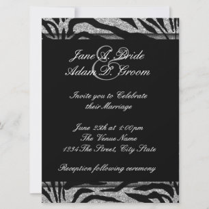 Elegant Black and White Zebra Wedding Invitation
