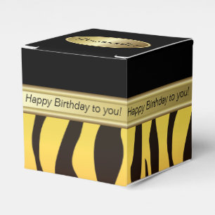 Elegant Black and Yellow Orange Zebra Birthday Favour Box