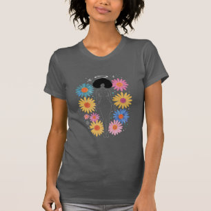 Elegant Black Angel Silhouette with Halo T-Shirt