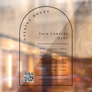 Elegant Black Arch Business Opening Hours QR Code