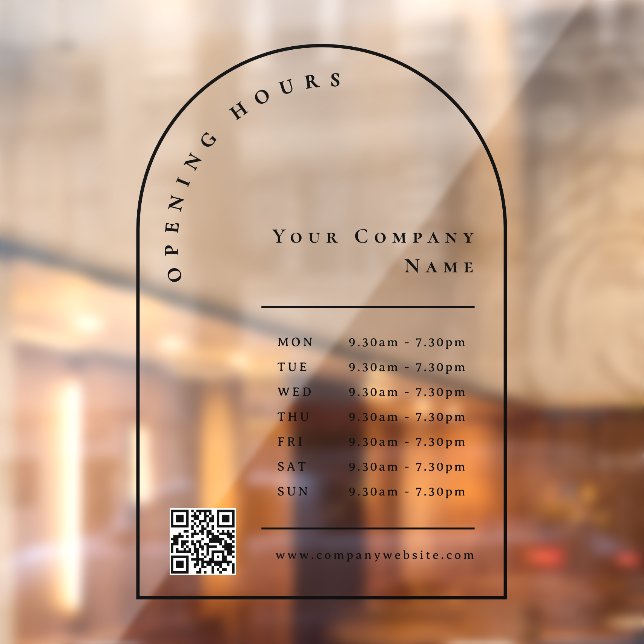 Elegant Black Arch Business Opening Hours QR Code (Sheet 2)