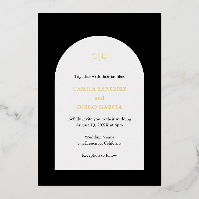 Elegant Black Arch Modern Wedding (Front)