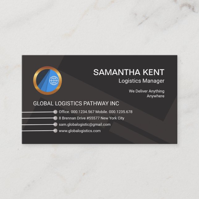 Elegant Black Arrow Logistics Business Card (Front)