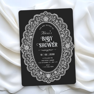 Elegant black baby shower invitation