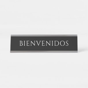 Elegant Black Bienvenidos Welcome Name Plate