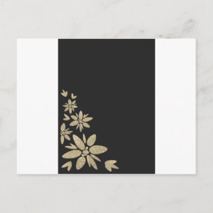 Elegant Black blank invite with gold flowers