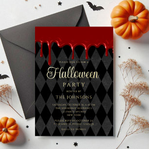 Elegant Black Blood Dripping Halloween Gold