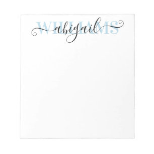 Elegant Black Blue Calligraphy Script Name Notepad