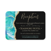 Elegant Black Blue Gold Glitter Watercolor Wedding