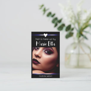 Elegant Black Blue Lines Photo QR Code Template Business Card