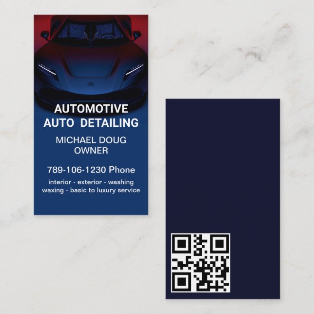 Elegant Black Blue Mobile Auto Car Wash Detailing  Business Card (Front/Back)