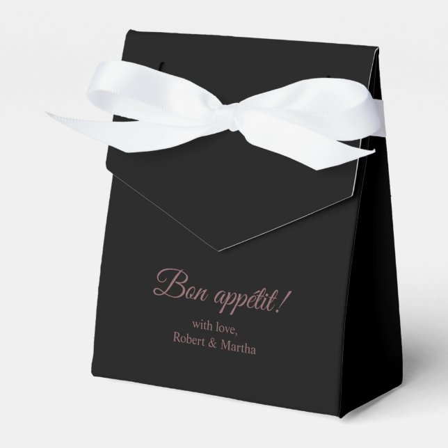 Elegant Black Bon Appetit Personalised Favour Box (Front Side)