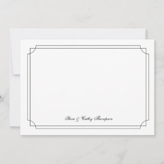 Elegant  Black Border on White Custom Notecard