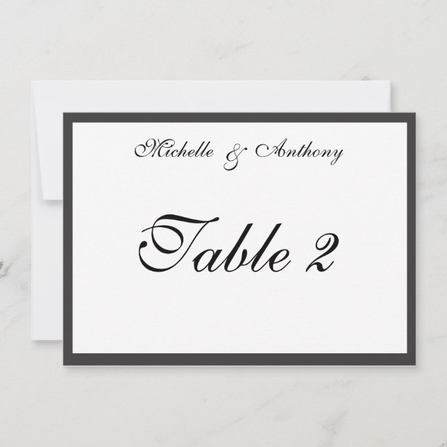 Elegant Black Border Reception Table Card (Front)