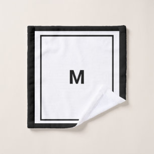 Elegant Black Border Script Monogram Letter  Wash Cloth